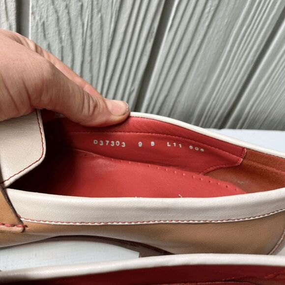 Vintage 90s Cole Haan Loafers 9 Cream Tan Penny Shoes NWOB - Picture 2 of 15